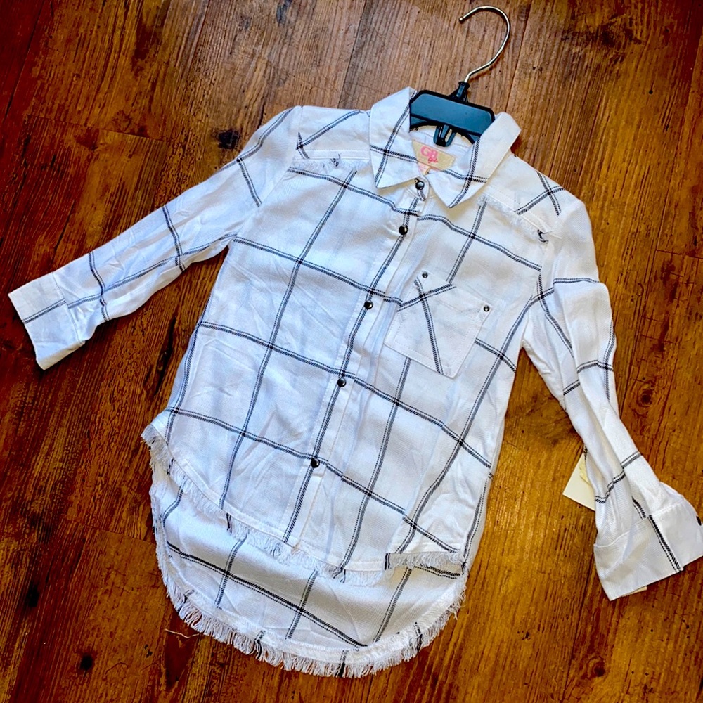 GB Girls Button Down Black /white Shirt